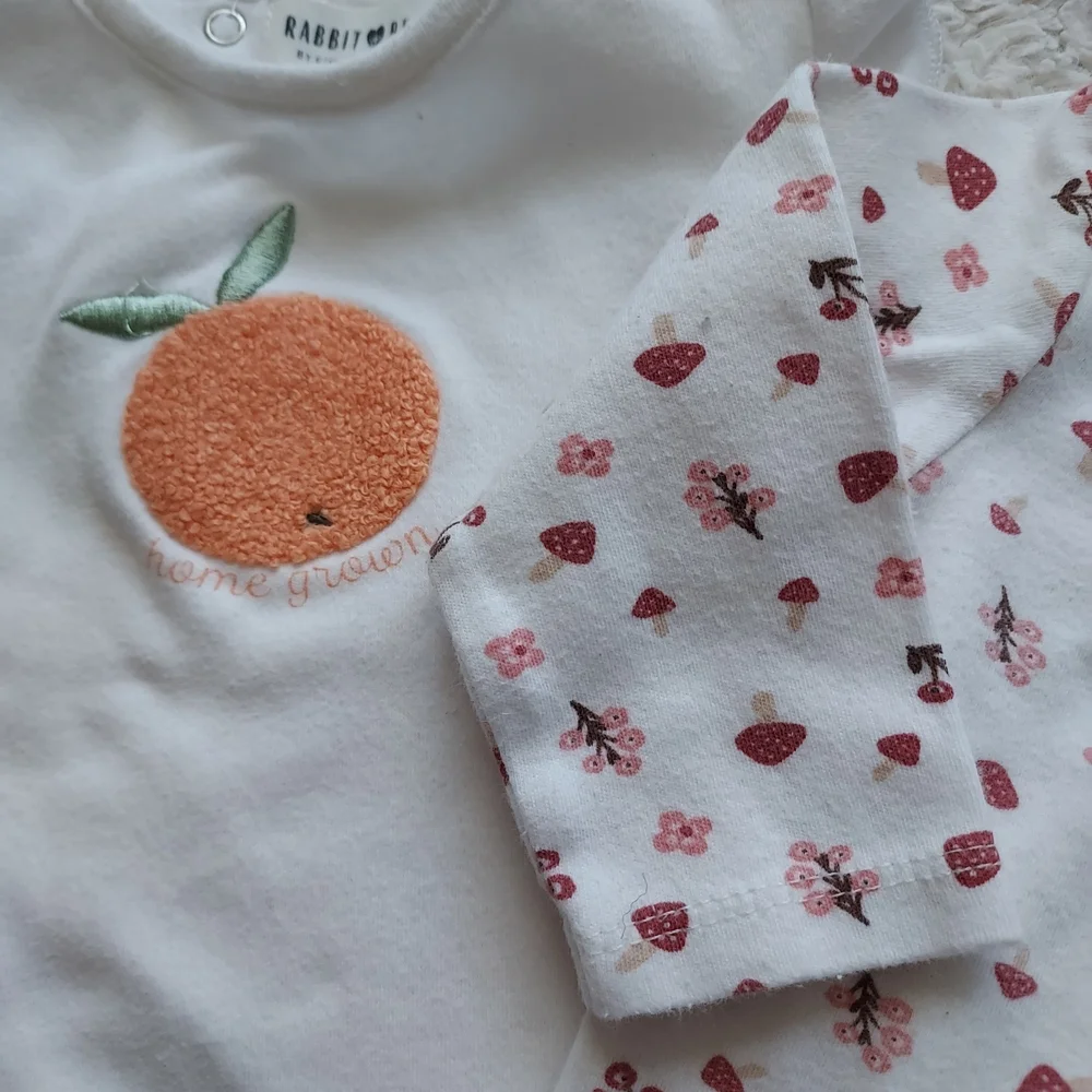 Rabbit + Bear 6-9mo Organic Cotton Onsies Bundle (2) Natural Soft